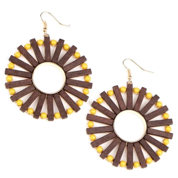DROP WOODEN BEADED EARRINGS - Picture 5 of 8
